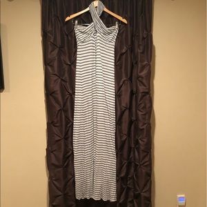 Blue & white striped halter maxi dress LONG